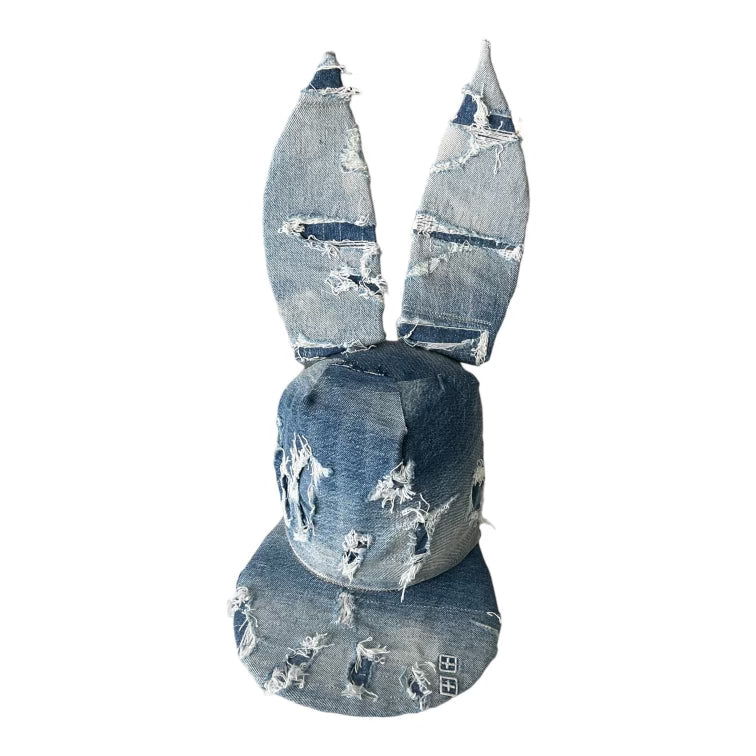 Khia Tullae Distressed Denim Bunny Lid