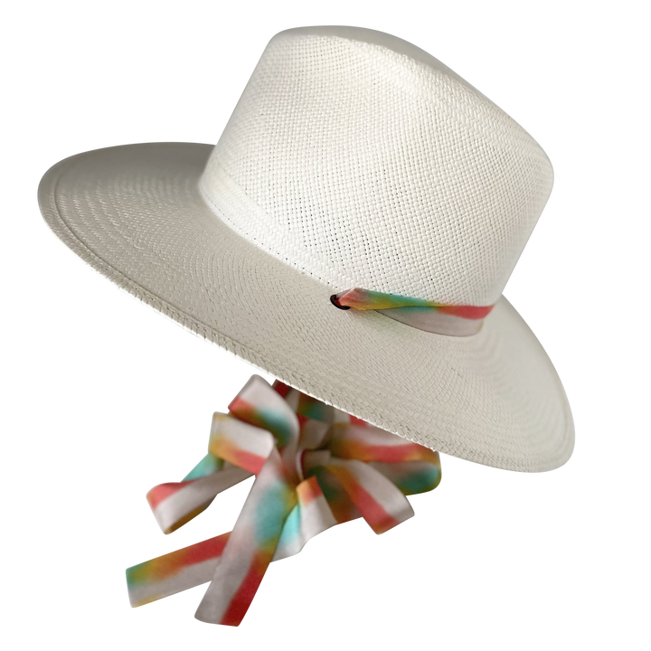 The Billie - Khia Tullae Toquilla Straw Panama with Silk Ribbon Ties - Multicolor 